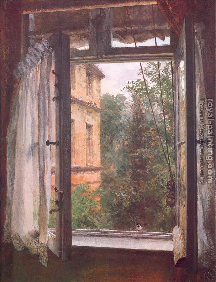Adolph Von Menzel : View from a Window in the Marienstrasse